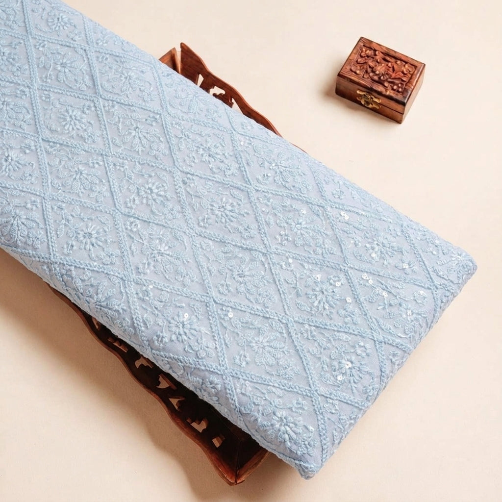 Embroidery Georgette Fabric - EC15945 - tray_3