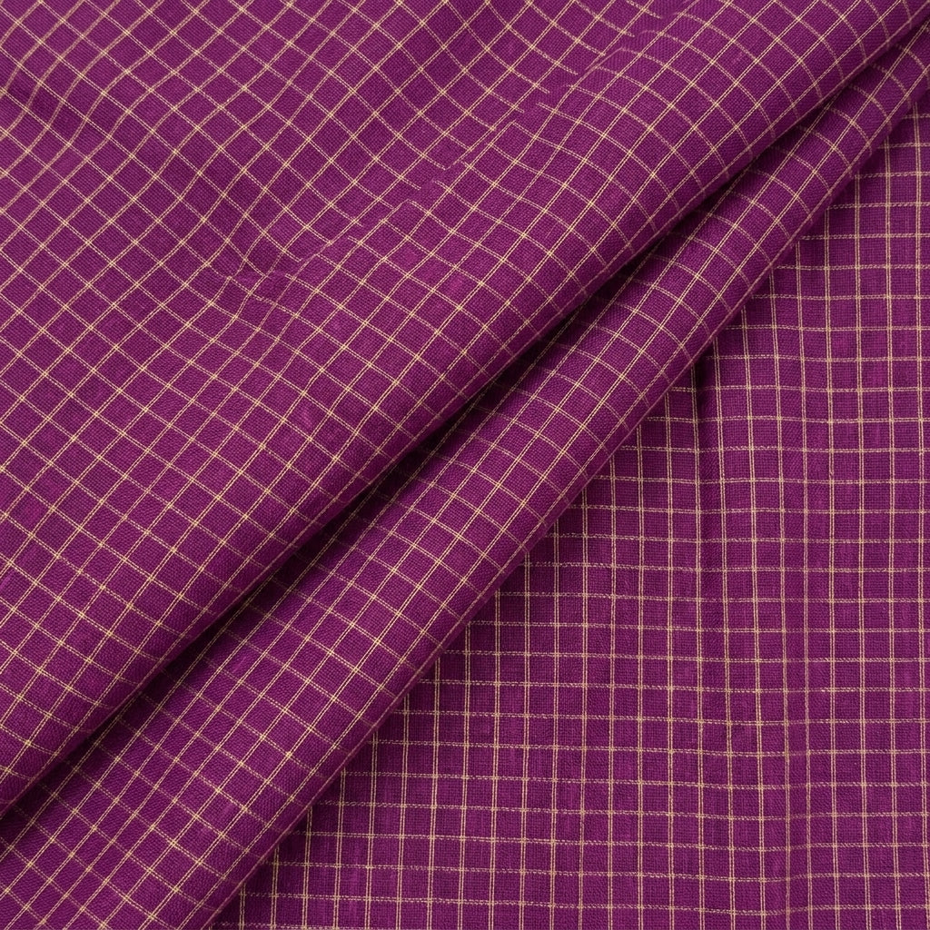 Folded Zari Checked Rani Pink Zari Checked Chanderi Fabric
