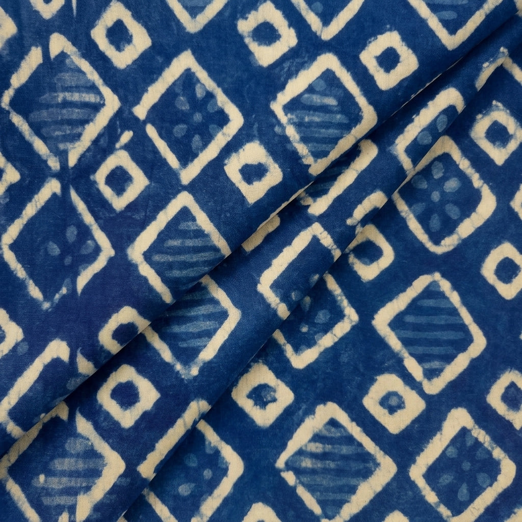 Folded Ajrakh Indigo Ajrakh Cotton Fabric