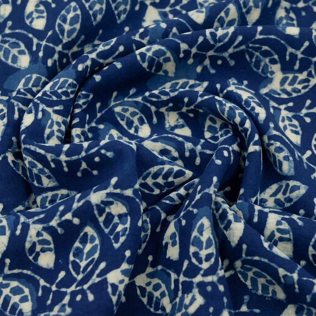 Indigo Floral Cotton Fabric - EC16140