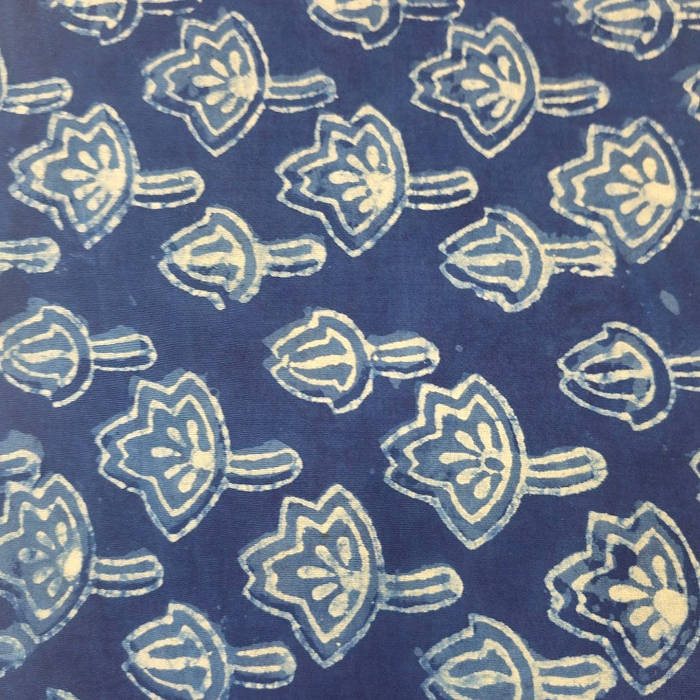 Indigo Floral Cotton Fabric - EC16146