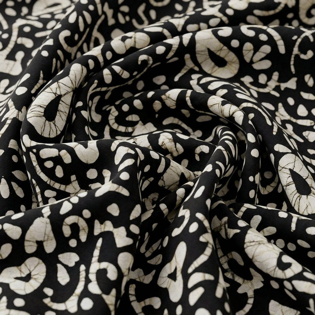 Swirled Batik Black Batik Cotton Fabric