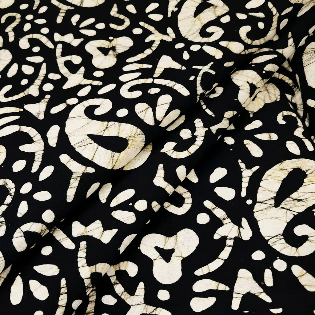 Folded Batik Black Batik Cotton Fabric