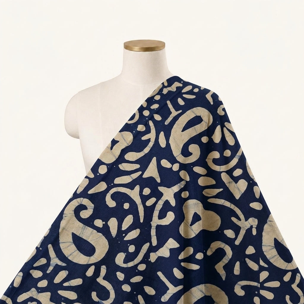 Batik Indigo Batik Cotton Fabric Draped as a saree