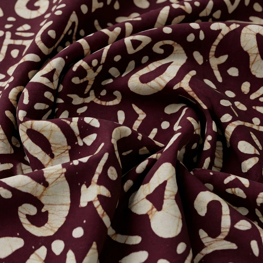 Swirled Batik Wine Batik Cotton Fabric