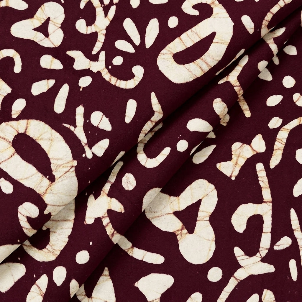 Folded Batik Wine Batik Cotton Fabric