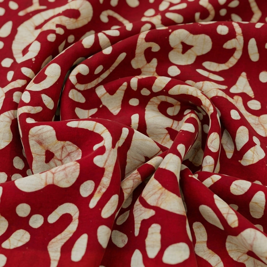 Swirled Batik Red Batik Cotton Fabric