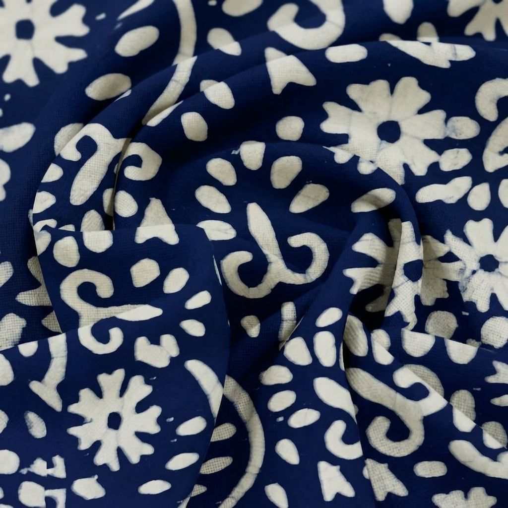 Swirled Batik Indigo Batik Cotton Fabric