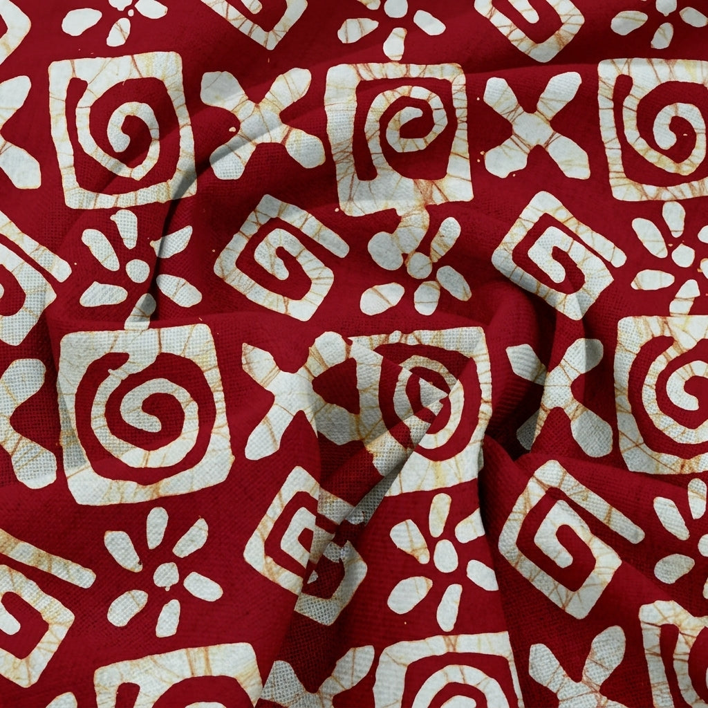 Swirled Batik Red Batik Cotton Fabric
