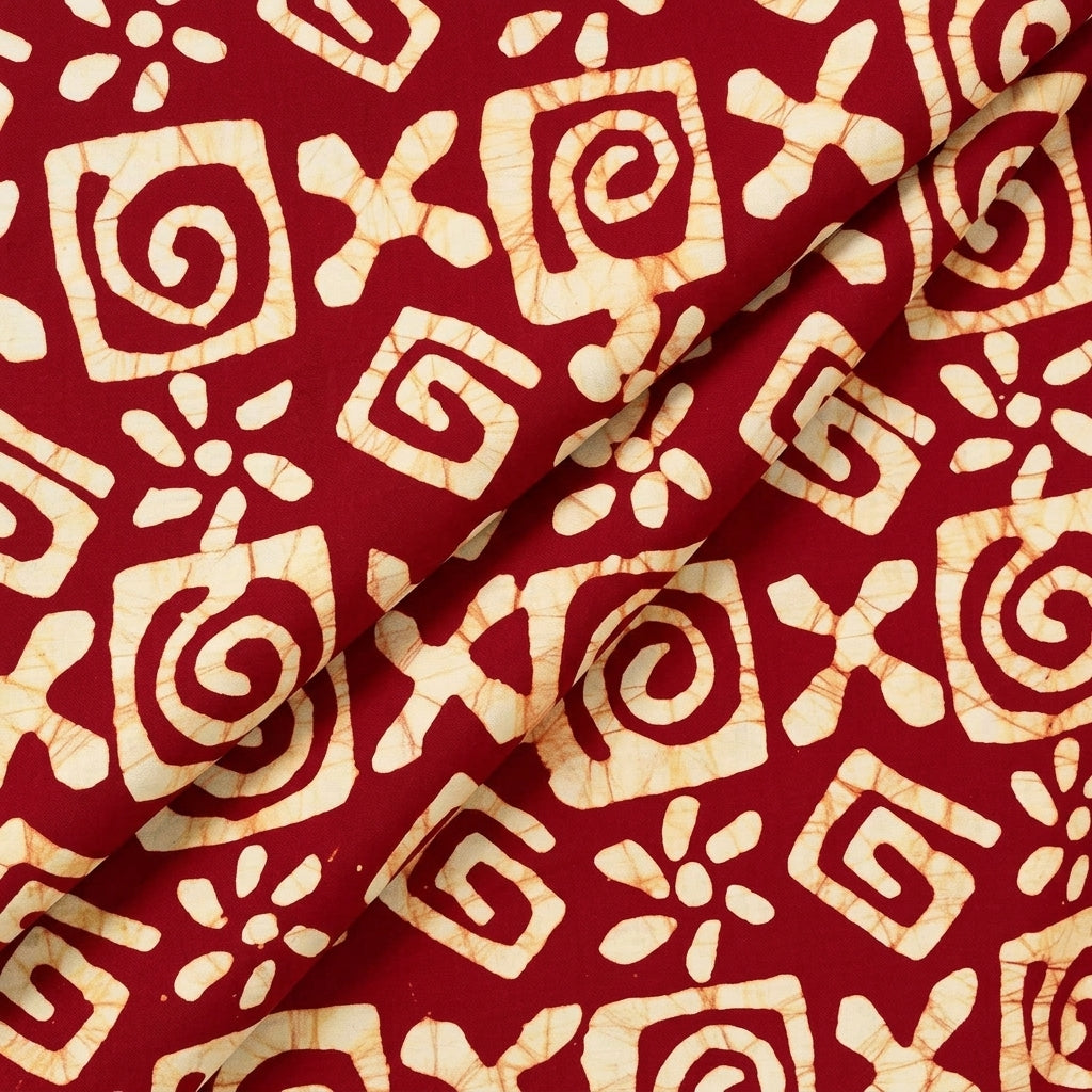 Folded Batik Red Batik Cotton Fabric