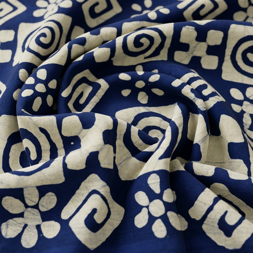 Swirled Batik Indigo Batik Cotton Fabric