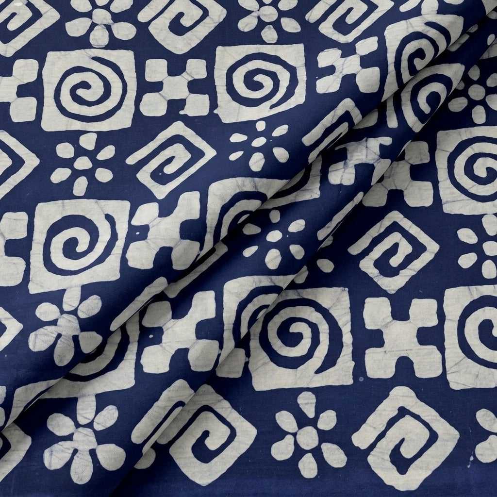 Folded Batik Indigo Batik Cotton Fabric