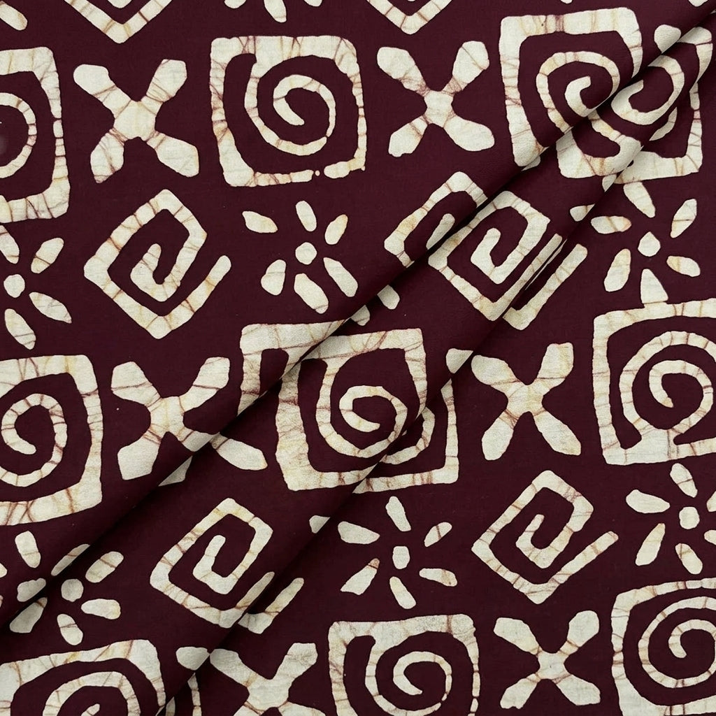 Folded Batik Wine Batik Cotton Fabric