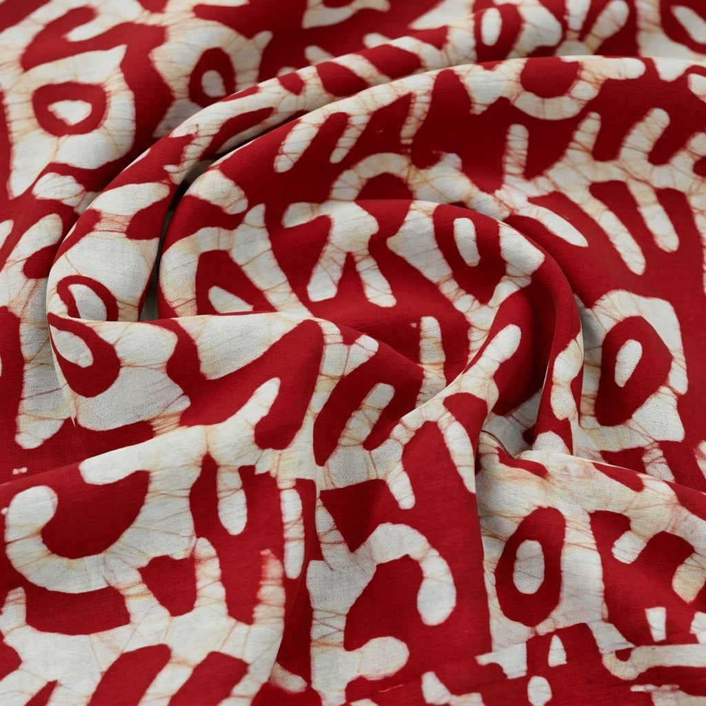 Swirled Batik Red Batik Cotton Fabric