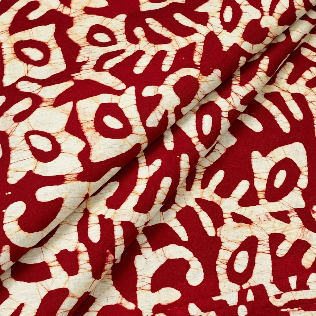 Folded Batik Red Batik Cotton Fabric
