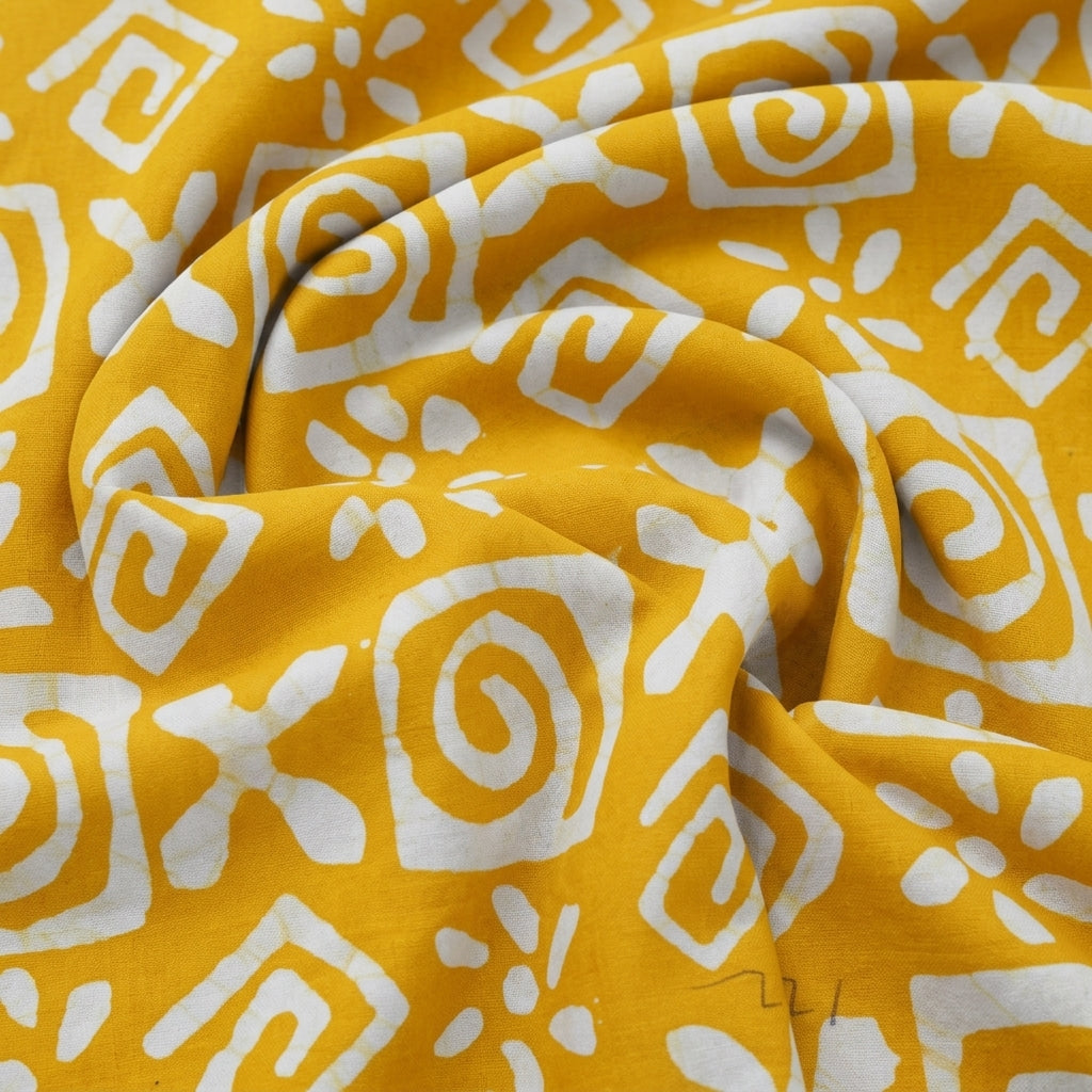 Swirled Batik Yellow Batik Cotton Fabric