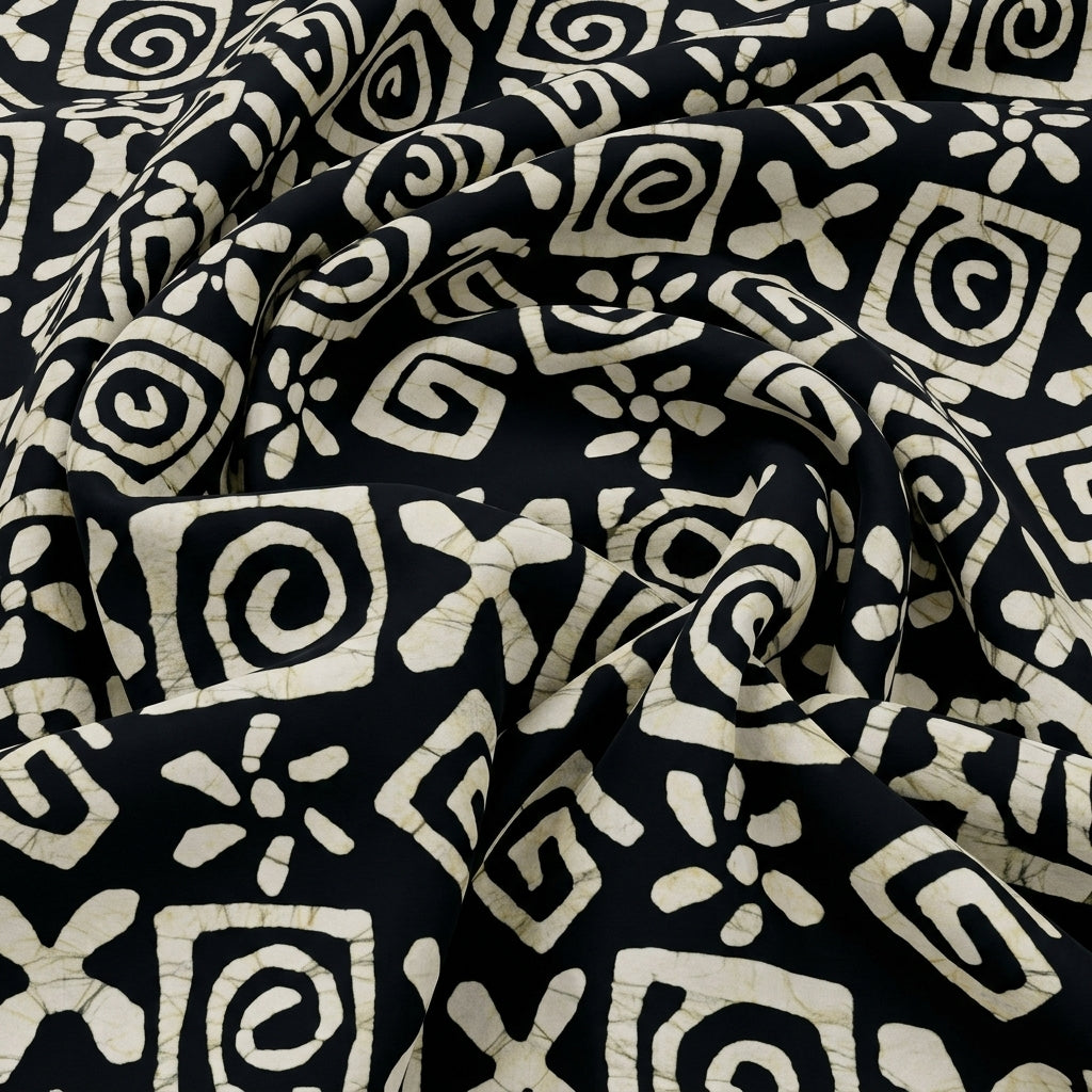 Swirled Batik Black Batik Cotton Fabric