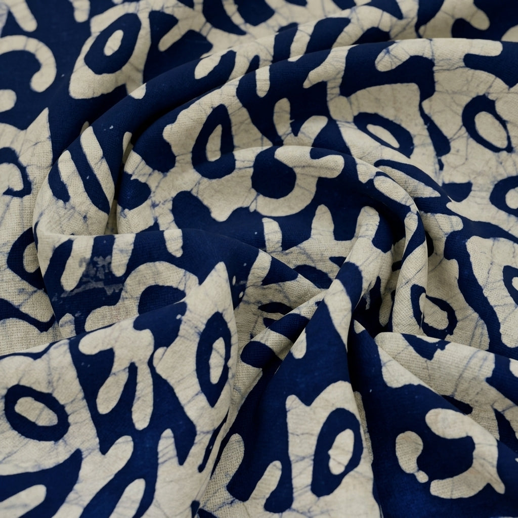 Swirled Batik Indigo Batik Cotton Fabric