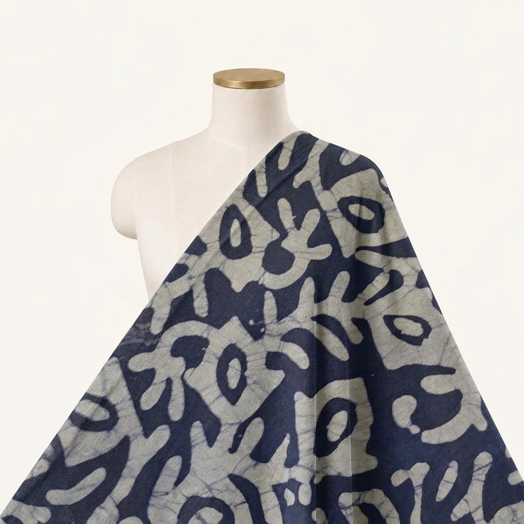 Batik Indigo Batik Cotton Fabric Draped as a saree