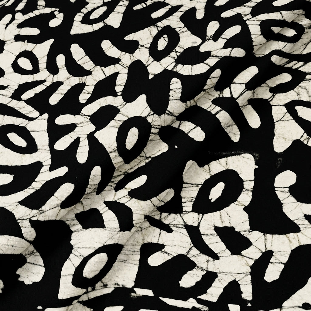 Folded Batik Black Batik Cotton Fabric