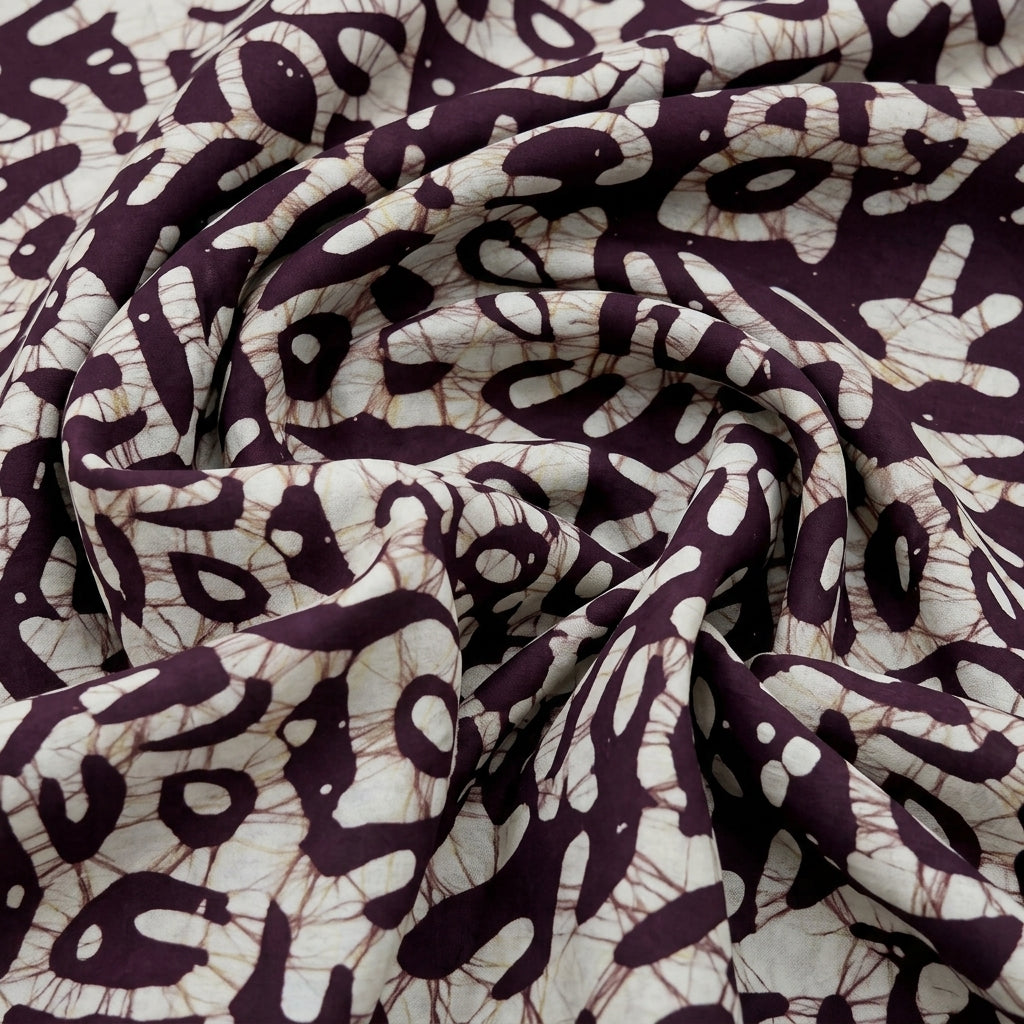 Swirled Batik Wine Batik Cotton Fabric