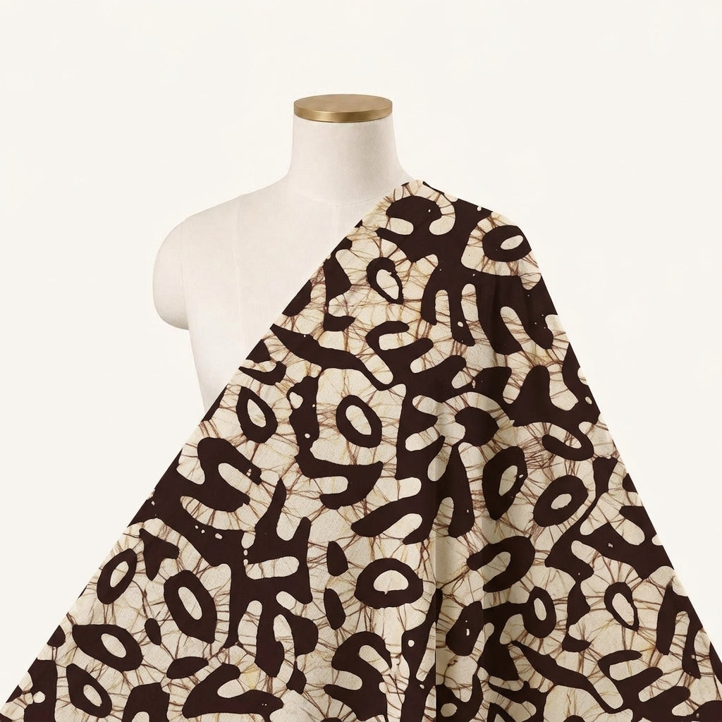 Batik Wine Batik Cotton Fabric Draped as a saree