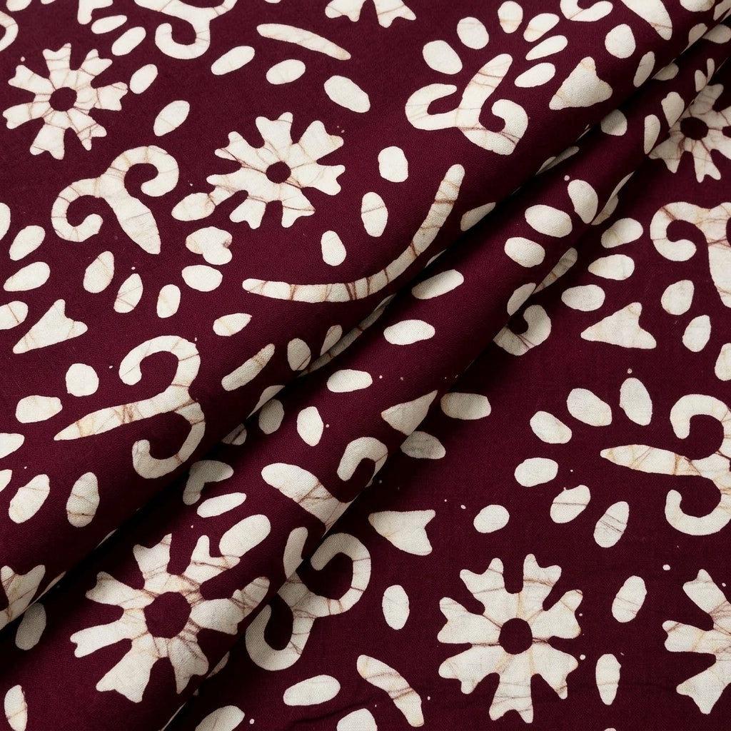 Folded Batik Wine Batik Cotton Fabric
