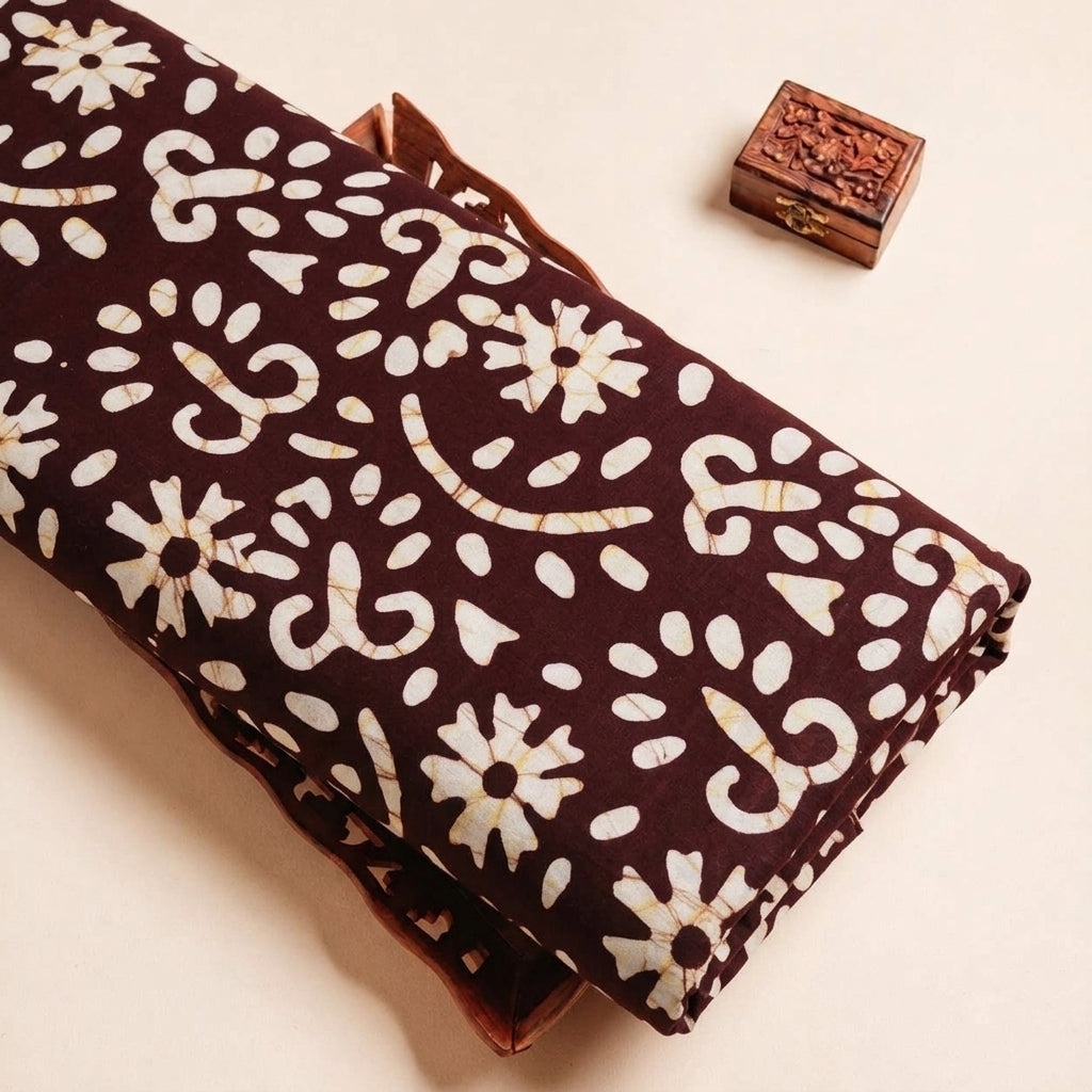 Folded Wine Batik Cotton Fabric Highlighting and Texture