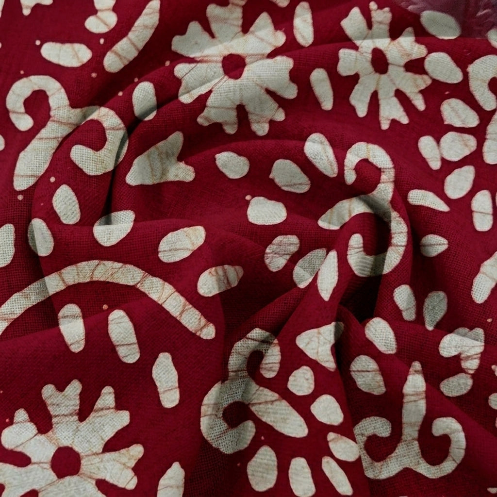 Swirled Batik Red Batik Cotton Fabric