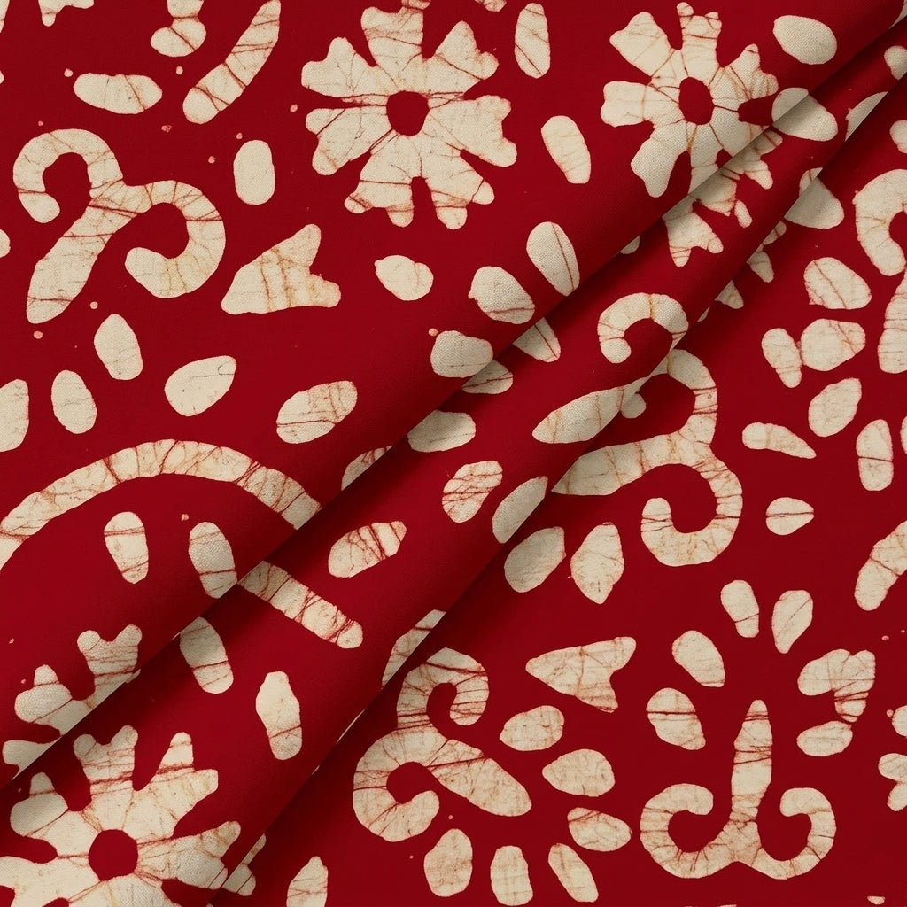 Folded Batik Red Batik Cotton Fabric