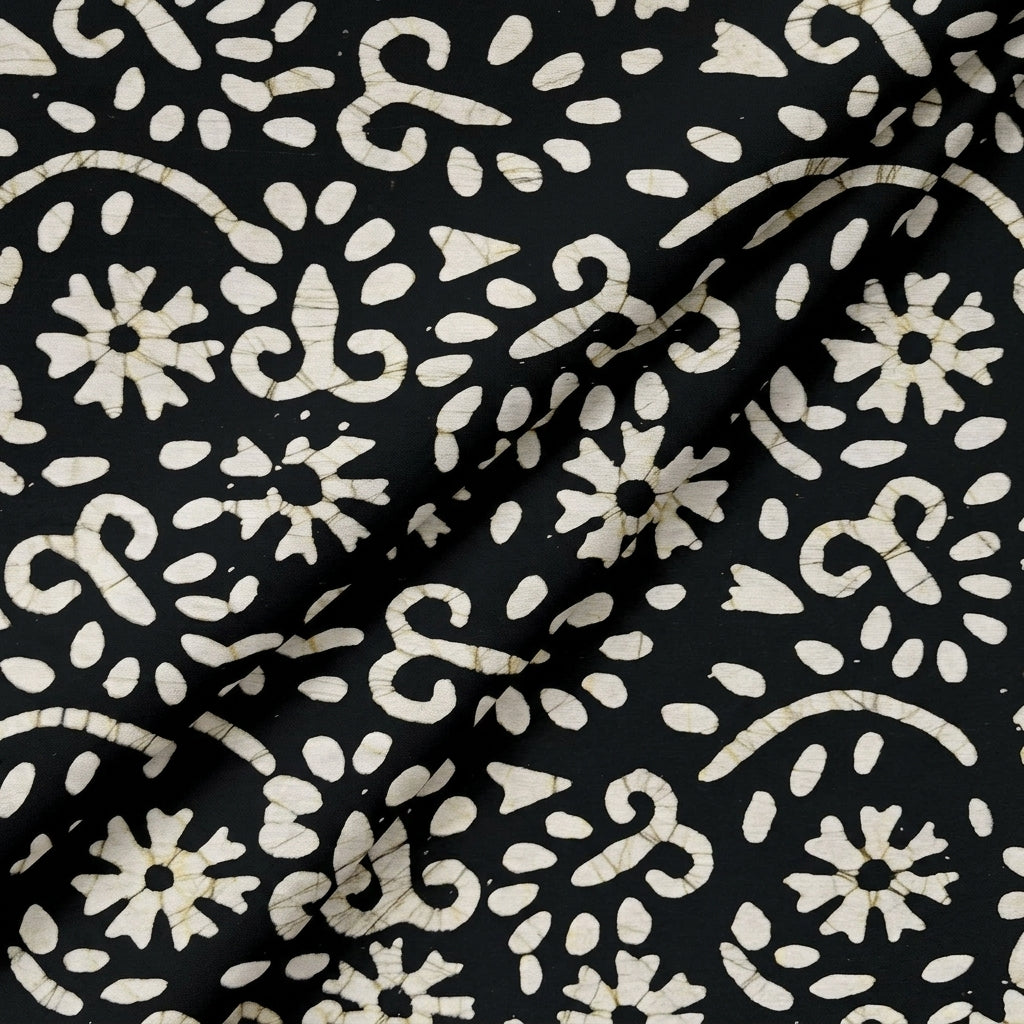 Folded Batik Black Batik Cotton Fabric