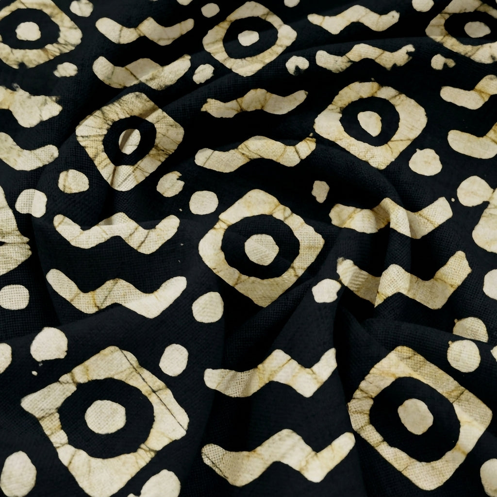 Swirled Batik Black Batik Cotton Fabric