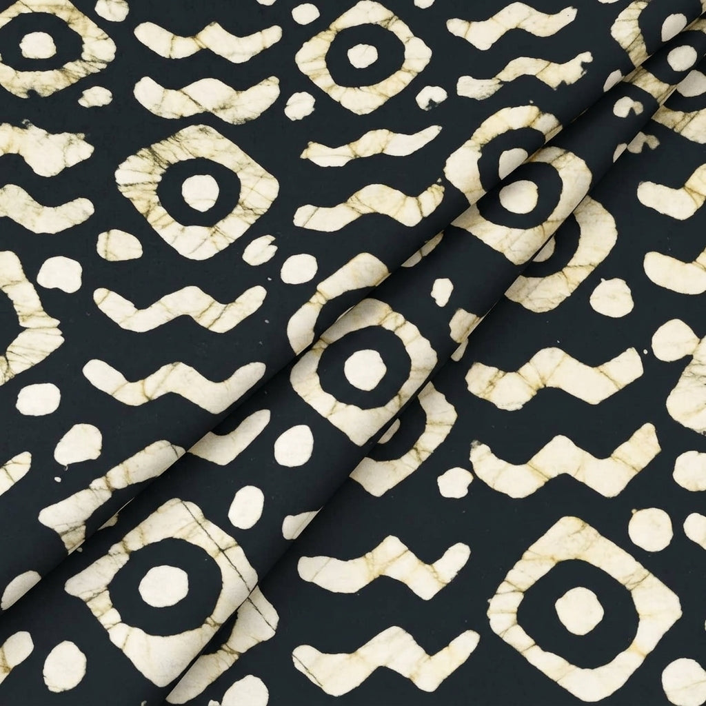 Folded Batik Black Batik Cotton Fabric