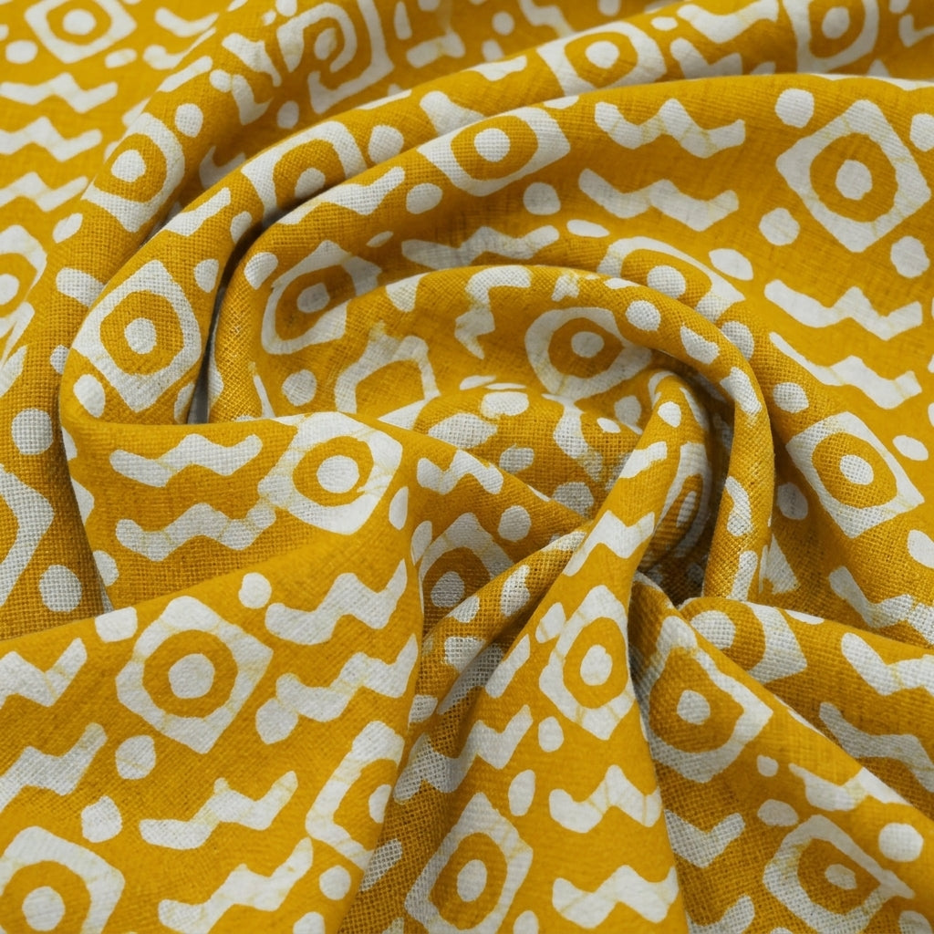 Swirled Batik Yellow Batik Cotton Fabric