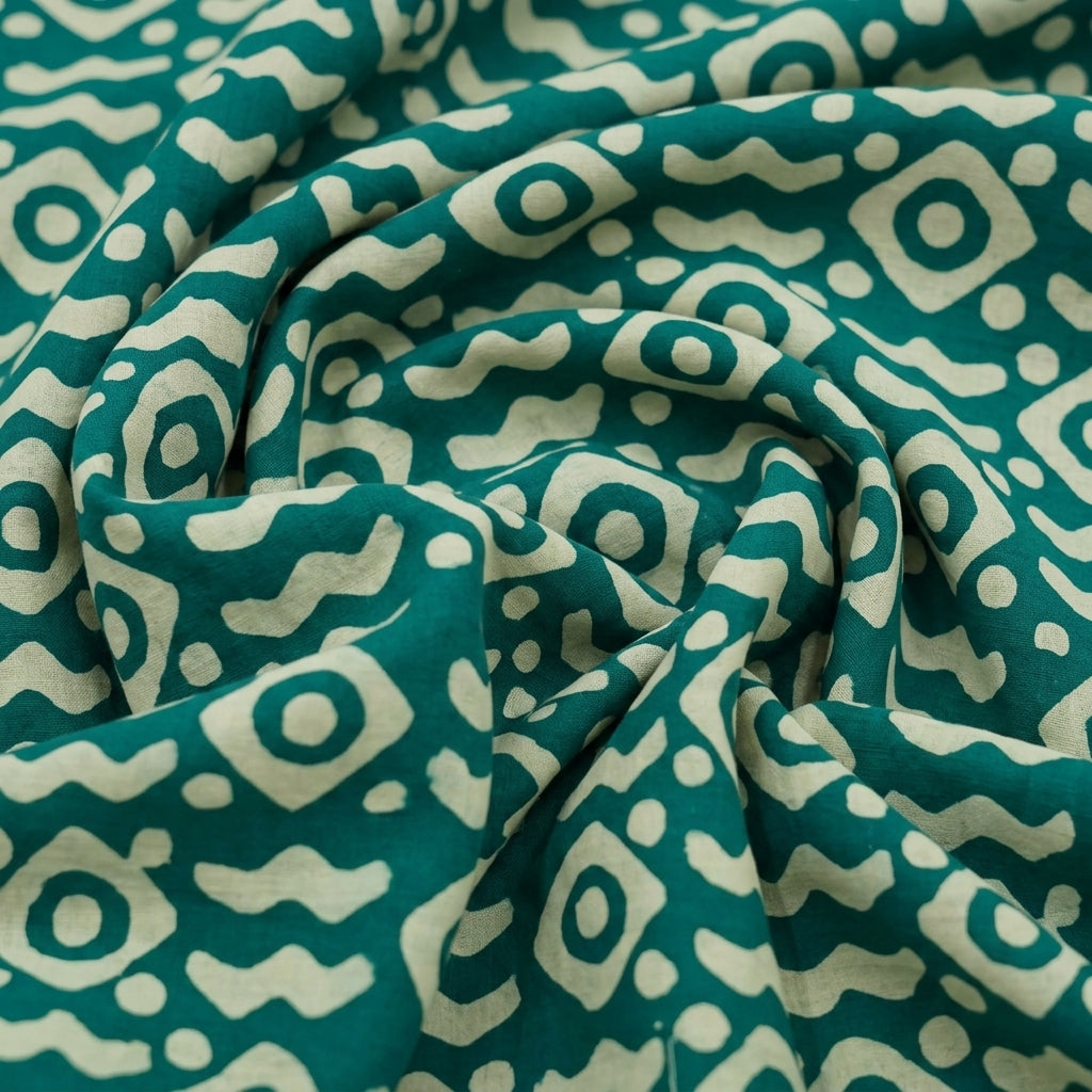 Swirled Batik Green Batik Cotton Fabric