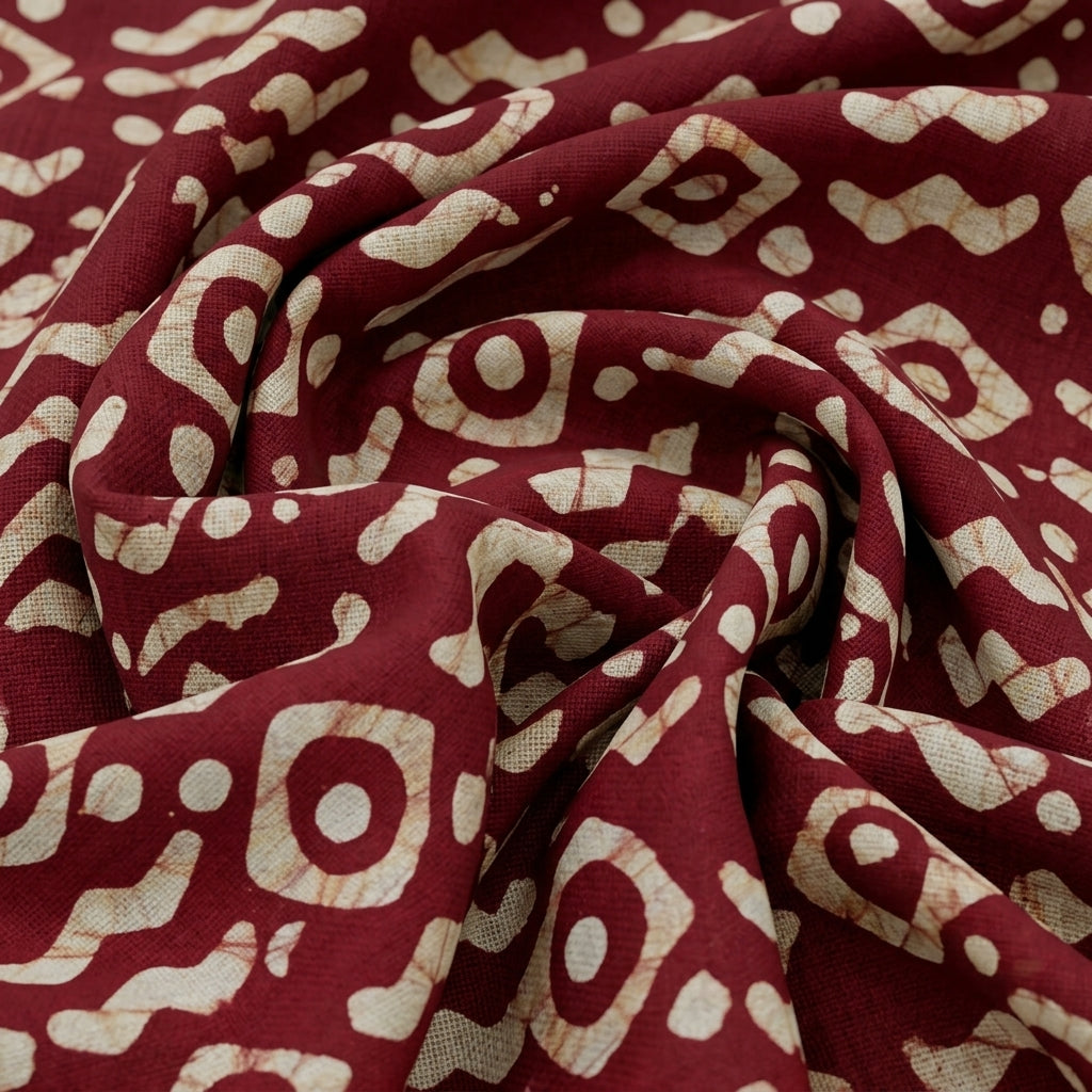 Swirled Batik Red Batik Cotton Fabric