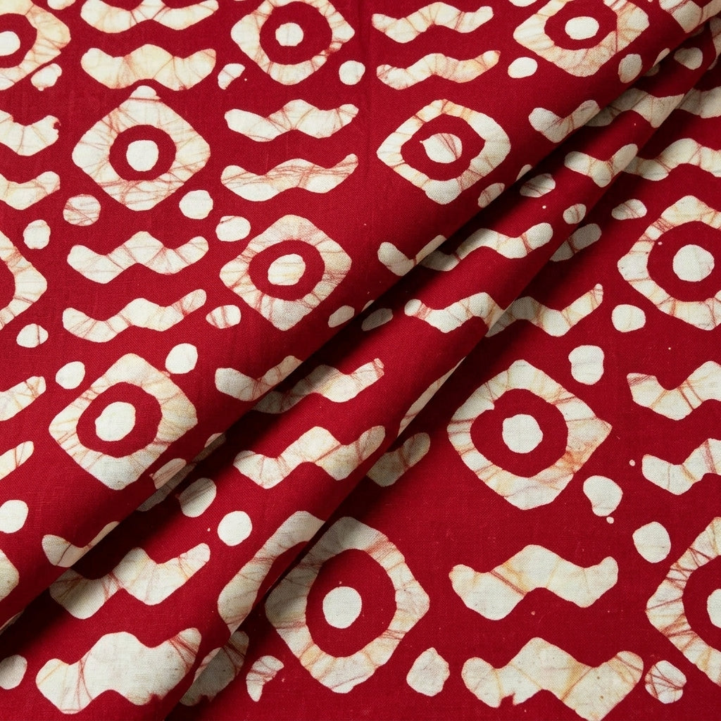 Folded Batik Red Batik Cotton Fabric