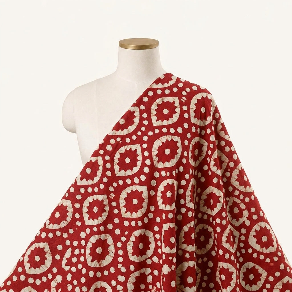 Red Fabric Draped as a saree