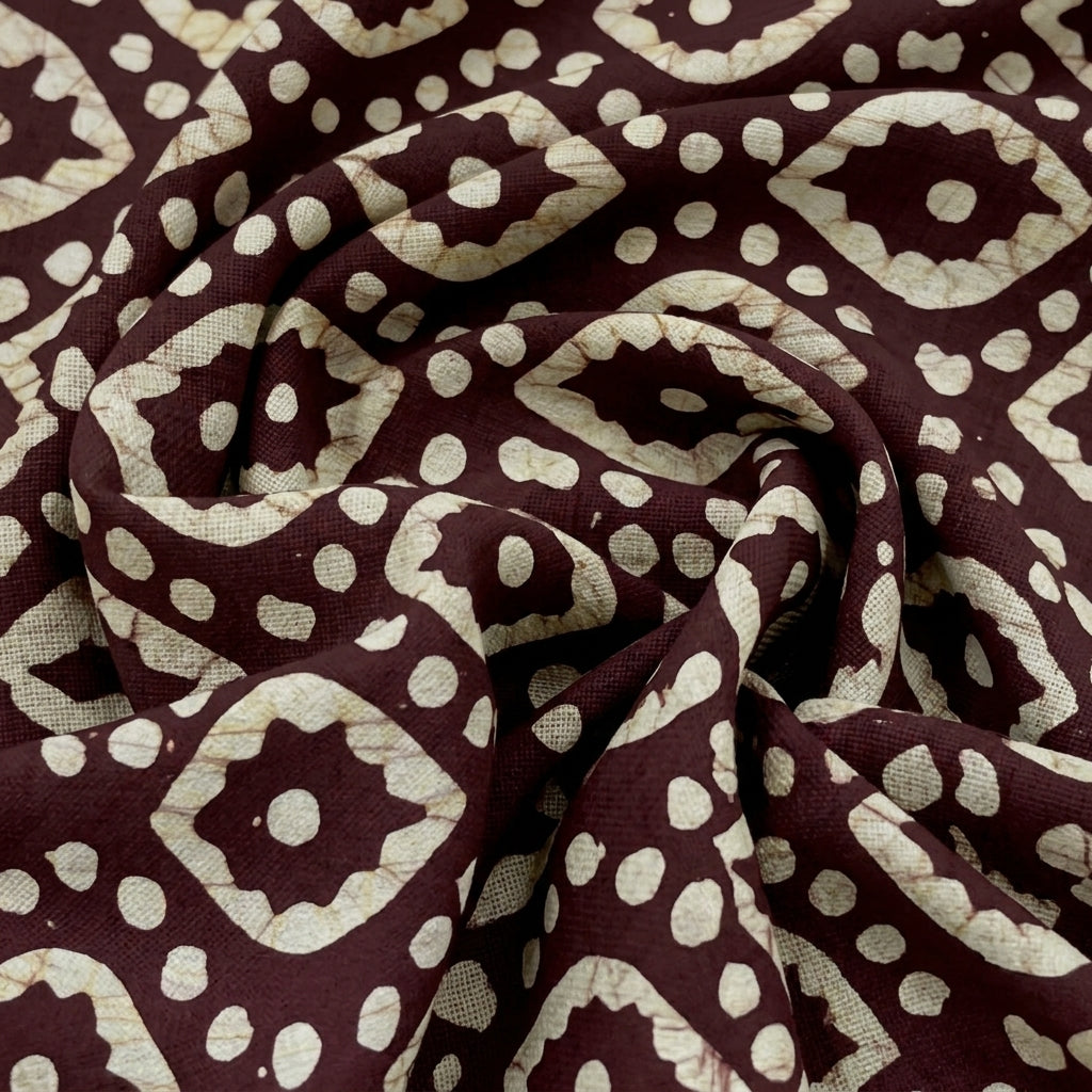 Swirled Batik Wine Batik Cotton Fabric