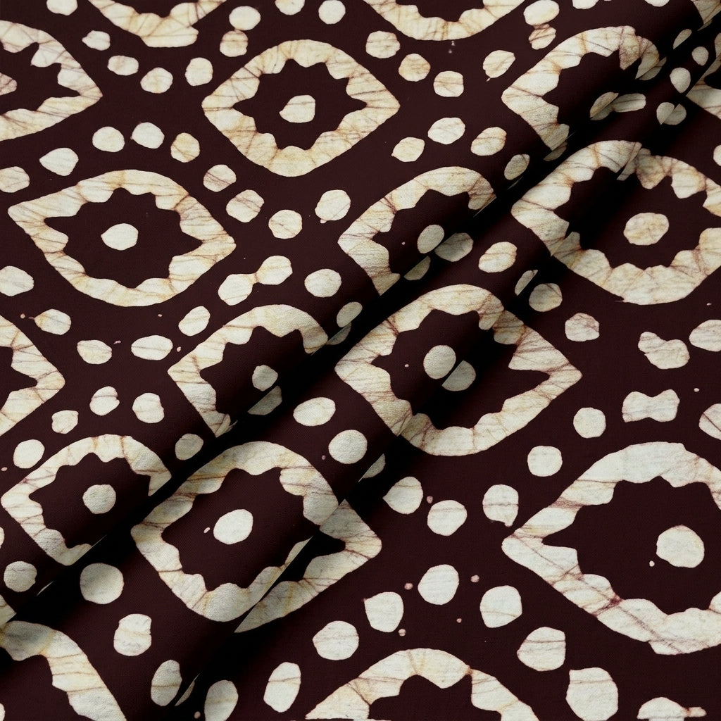 Folded Batik Wine Batik Cotton Fabric