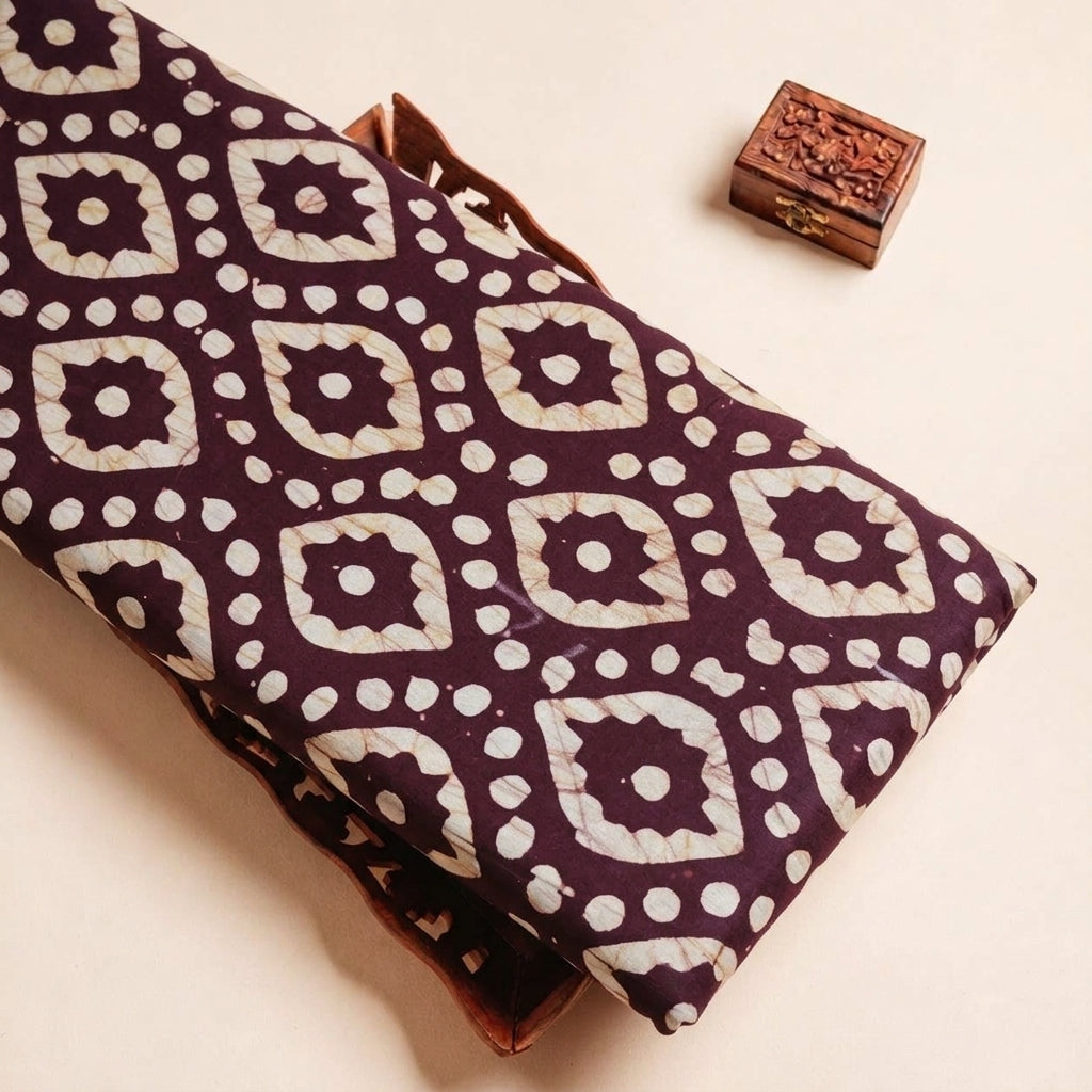 Folded Wine Batik Cotton Fabric Highlighting and Texture
