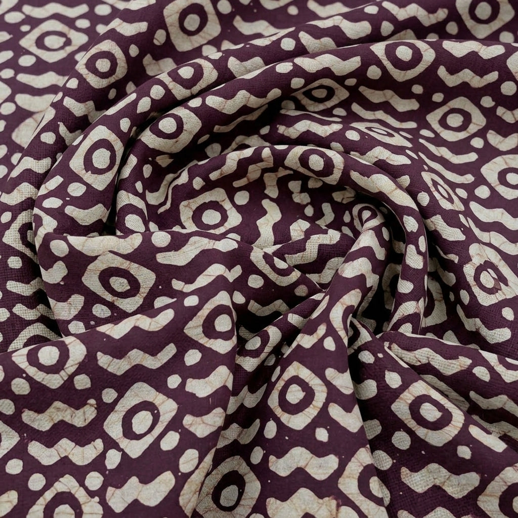 Swirled Batik Wine Batik Cotton Fabric