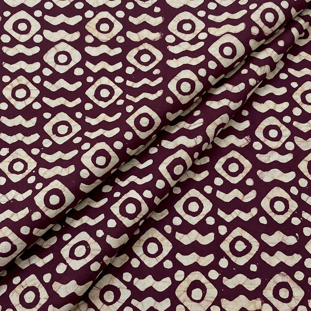 Folded Batik Wine Batik Cotton Fabric
