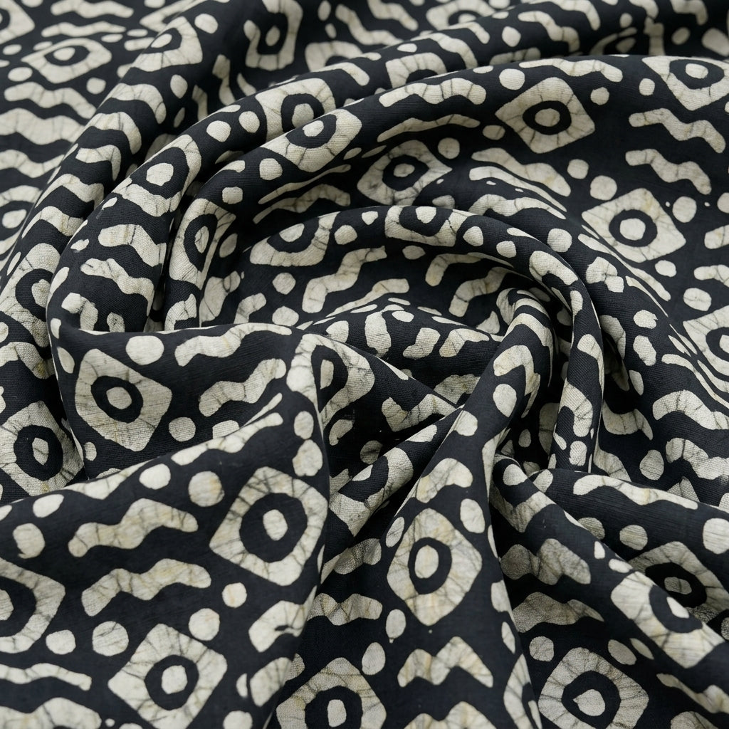 Swirled Batik Black Batik Cotton Fabric