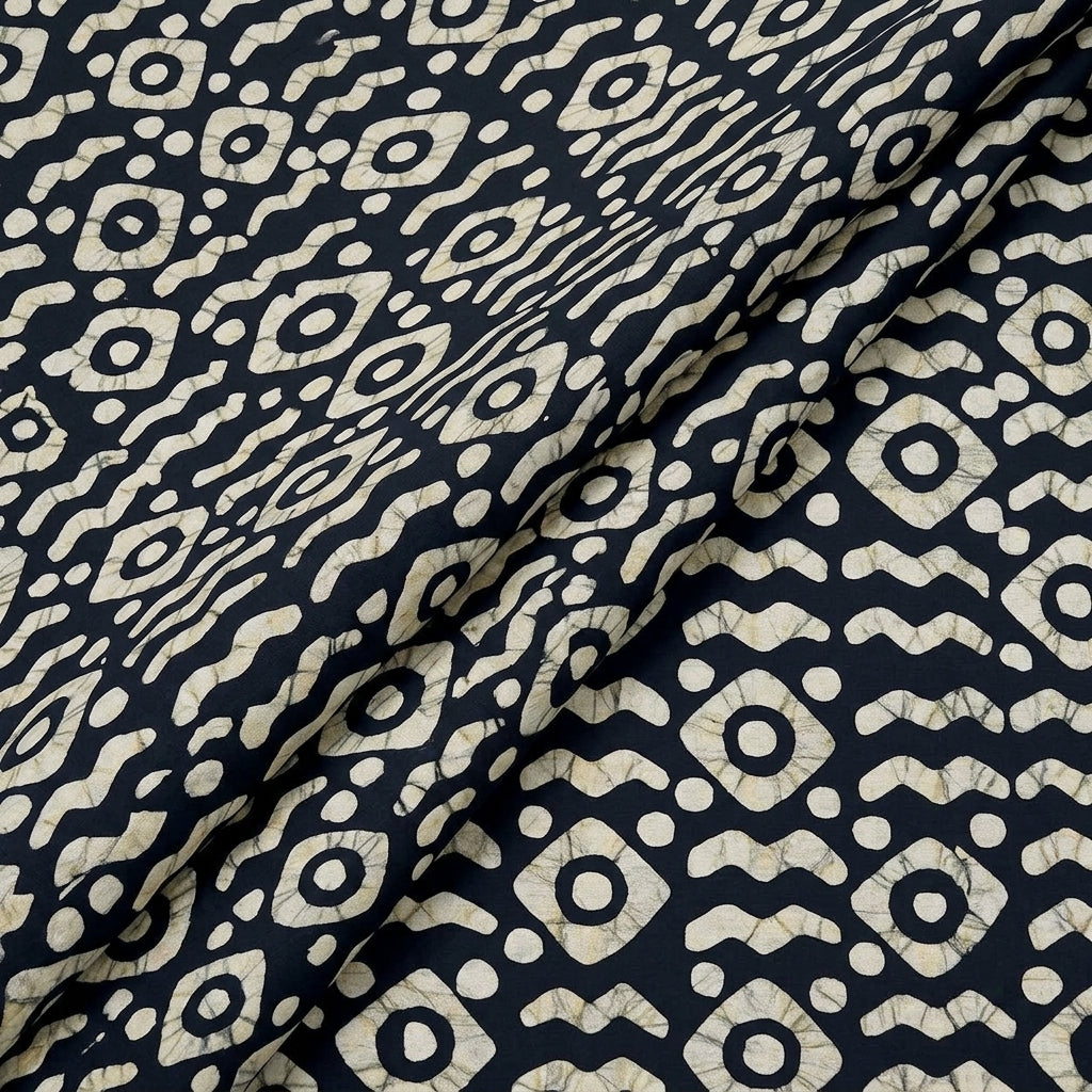 Folded Batik Black Batik Cotton Fabric