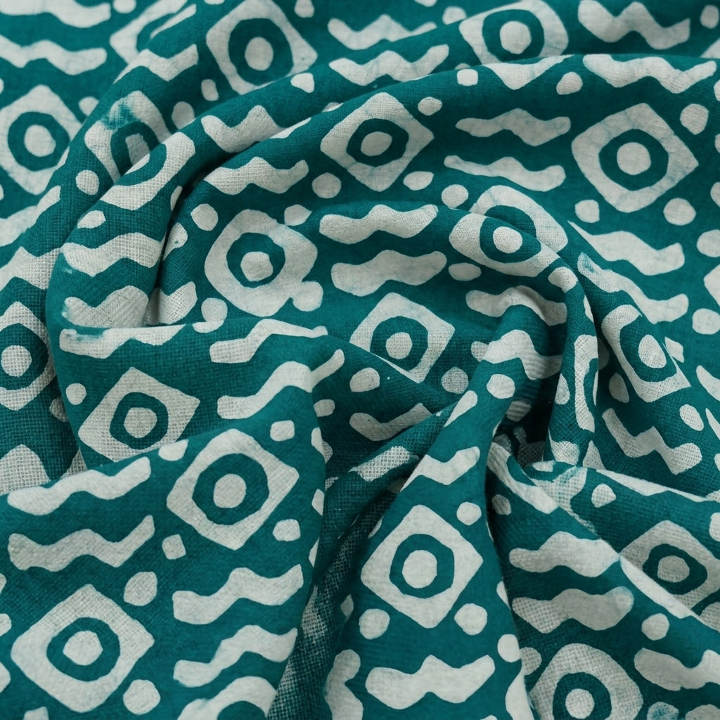 Swirled Batik Sea Green Batik Cotton Fabric