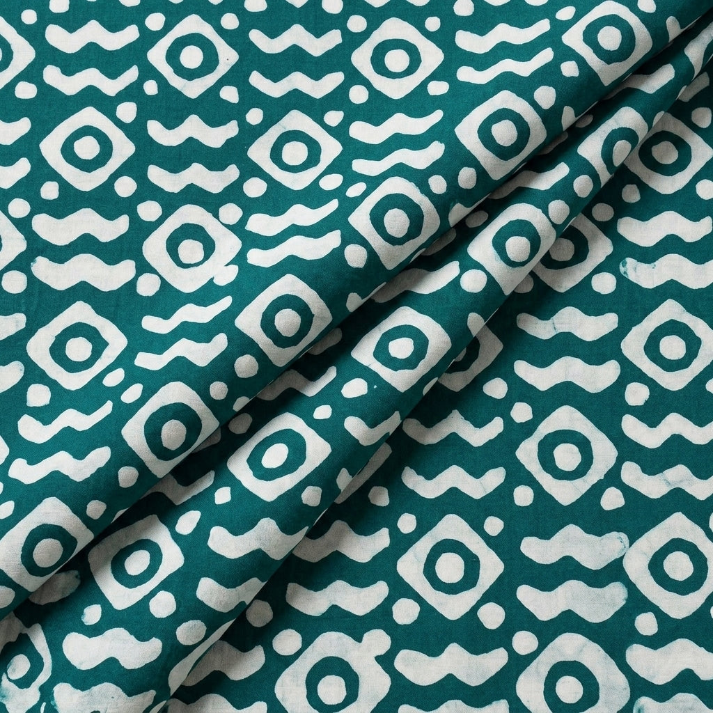 Folded Batik Sea Green Batik Cotton Fabric