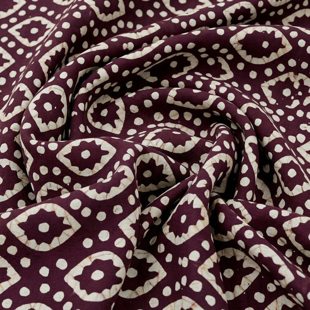 Swirled Batik Wine Batik Cotton Fabric