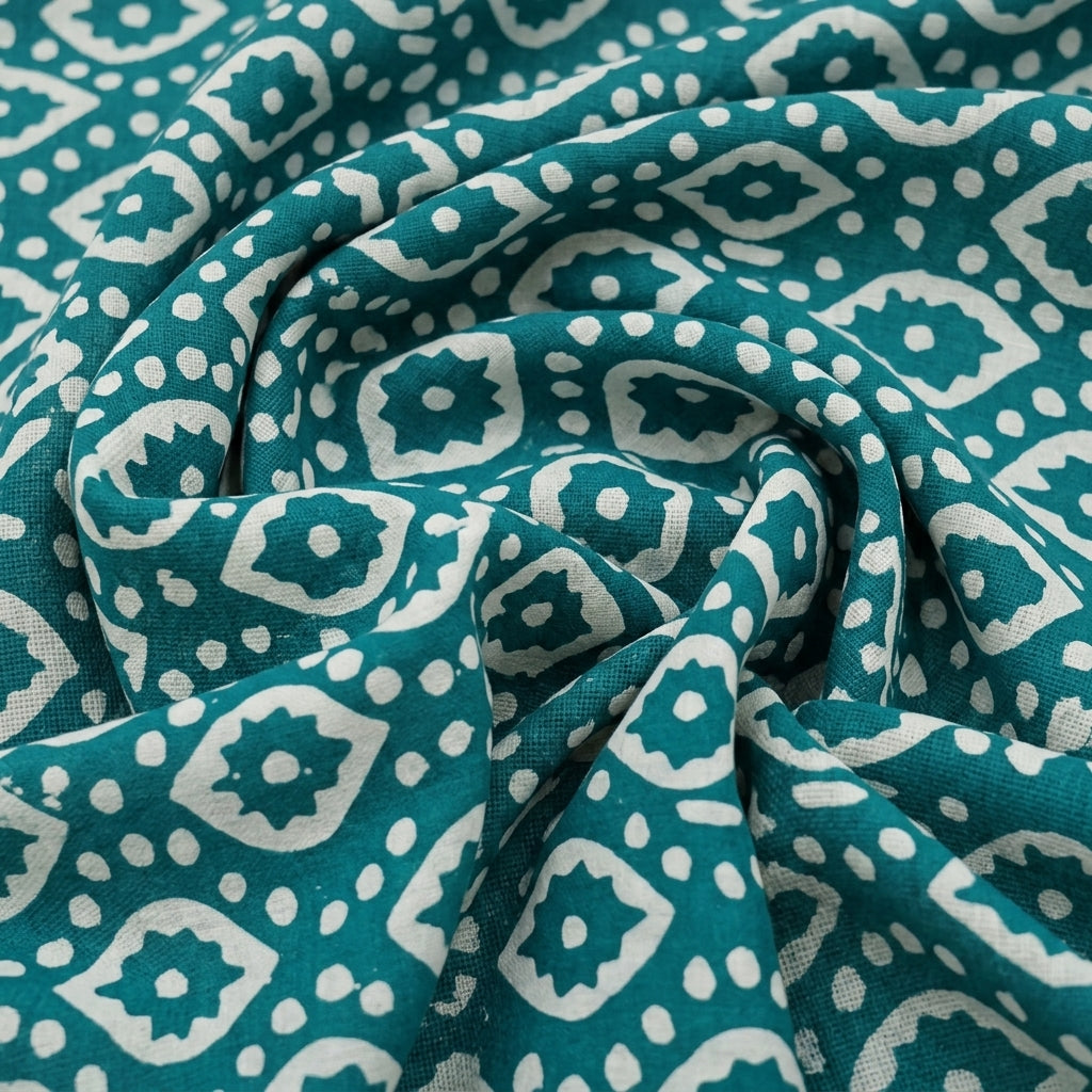 Swirled Batik Sea Green Batik Cotton Fabric