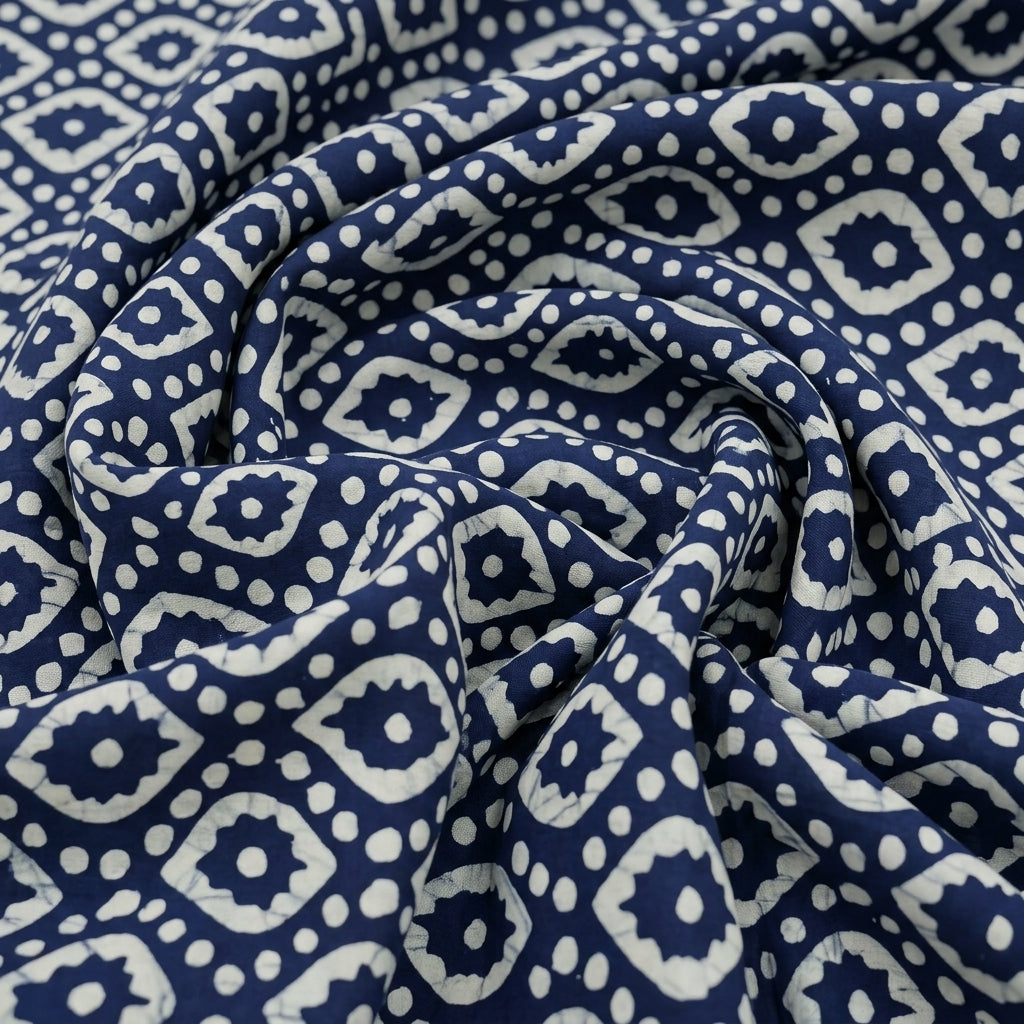 Swirled Batik Indigo Batik Cotton Fabric